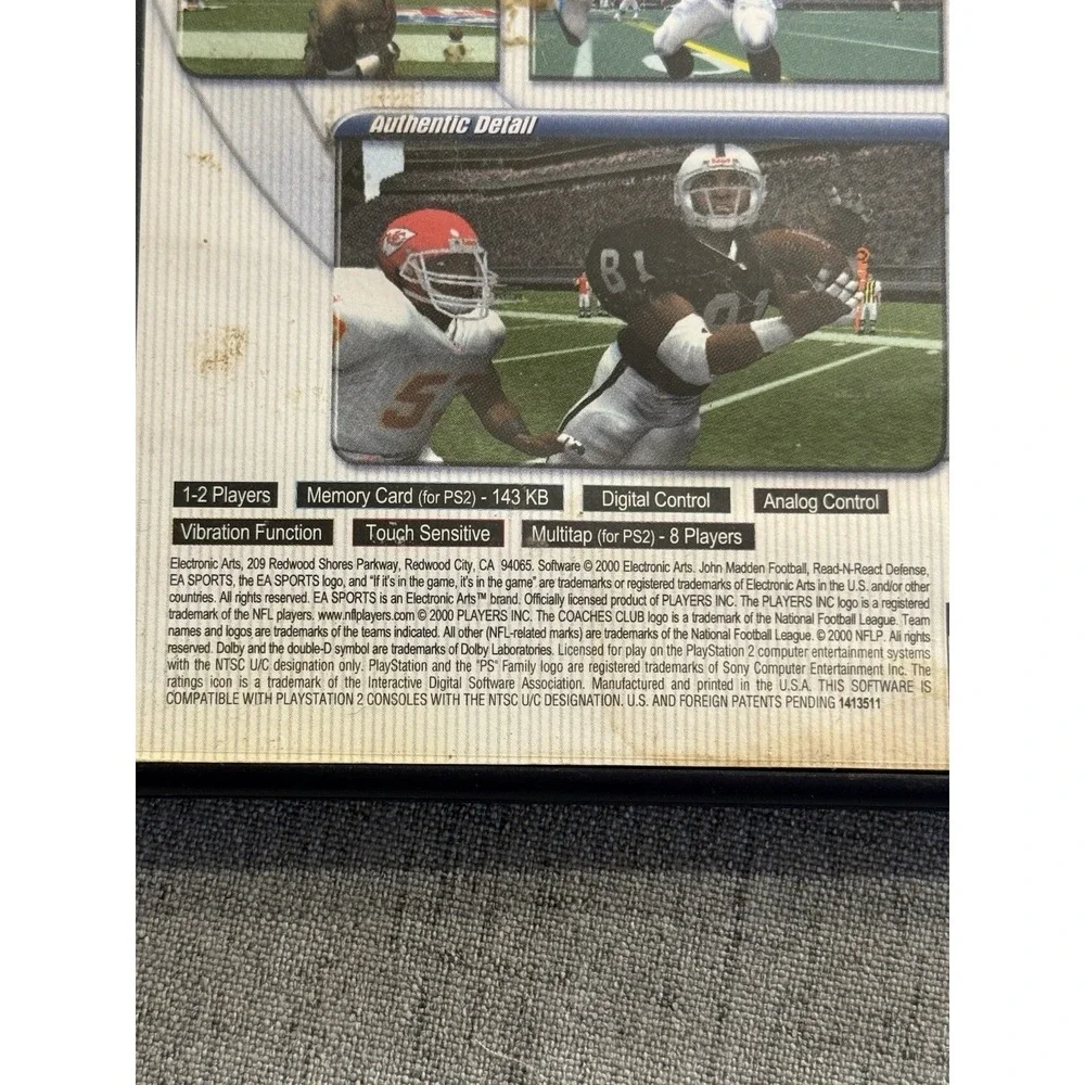 Madden 2001 Football - Sony PlayStation 2 w/pamphlet Untested Estate